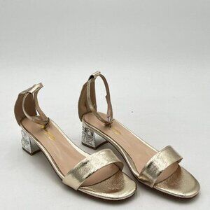 XYD Metallic Gold Block Heel Sandals